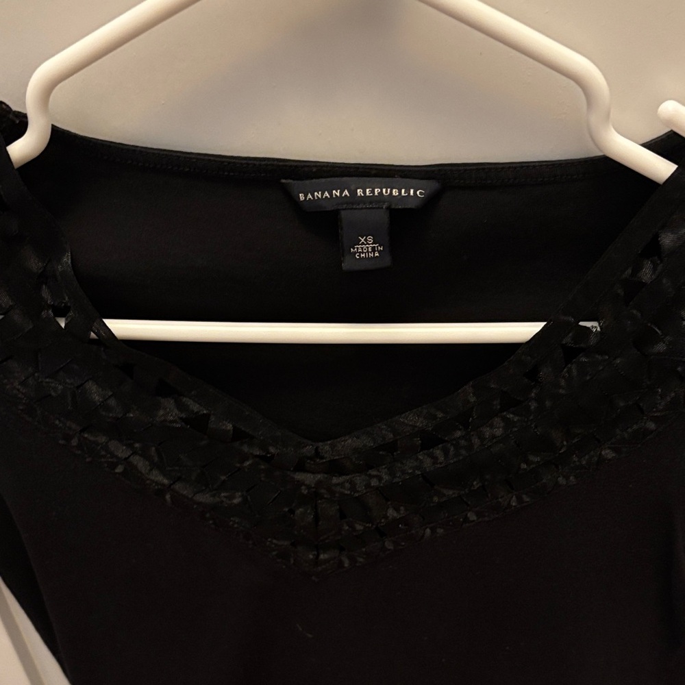Banana Republic Black Top with Textured Neckline